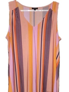 Lane Bryant Peach and Orange Striped Sleeveless V-Neck Tank 22/24